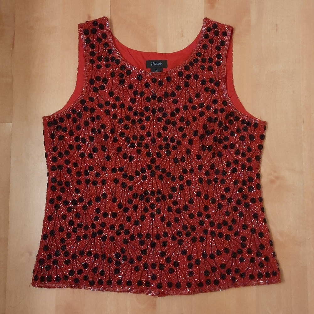 Vintage Pave Sleeveless Beaded Shell